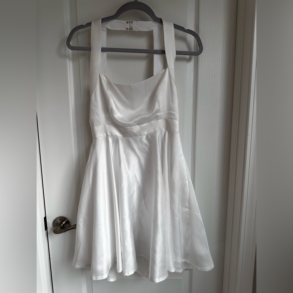 Elegant White Satin Dress